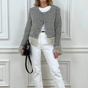 Vita Grace Aluna stripe fringe jacket